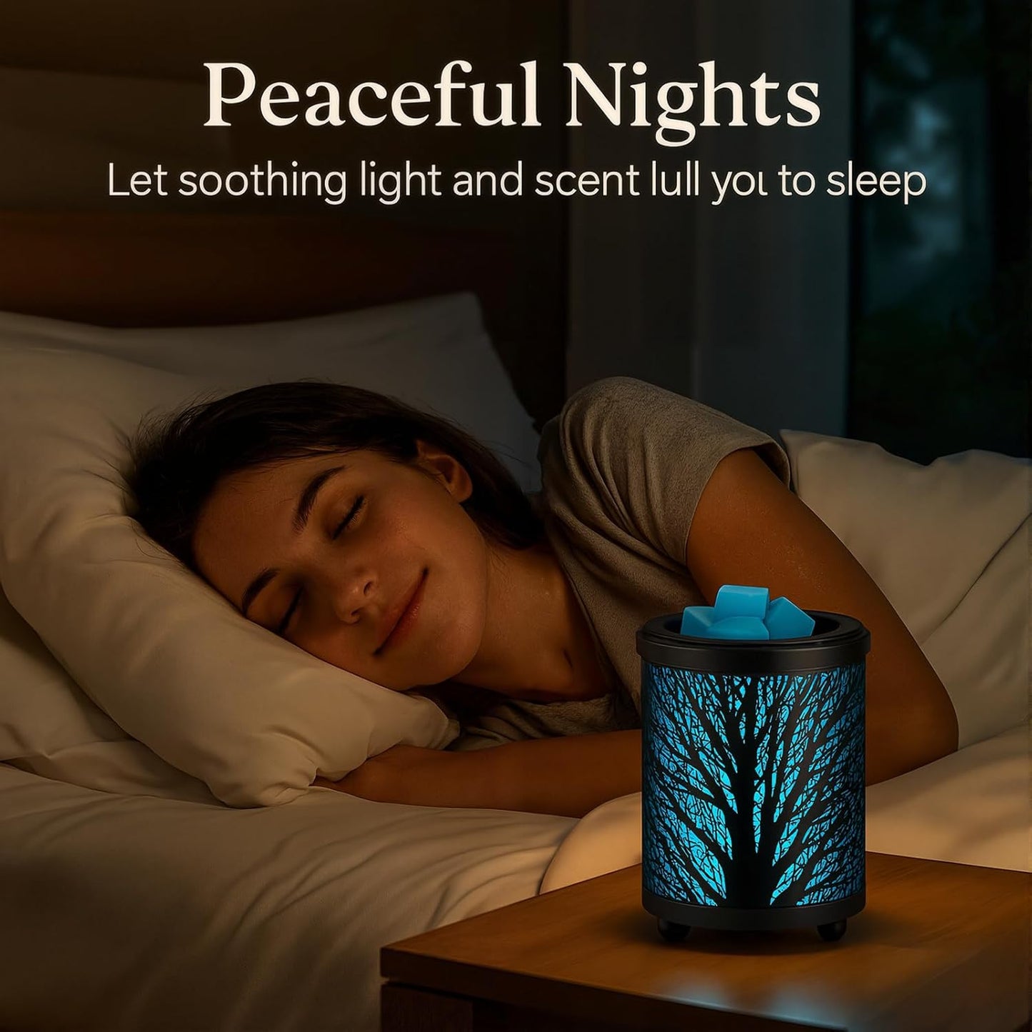 Leyoue Electric Wax Melt Warmer PTC Heating Plate with 7 Colors LED Changing Light Wax Warmer Fragrance Warmer for Home Office Gifts & Decor(Black Forest)