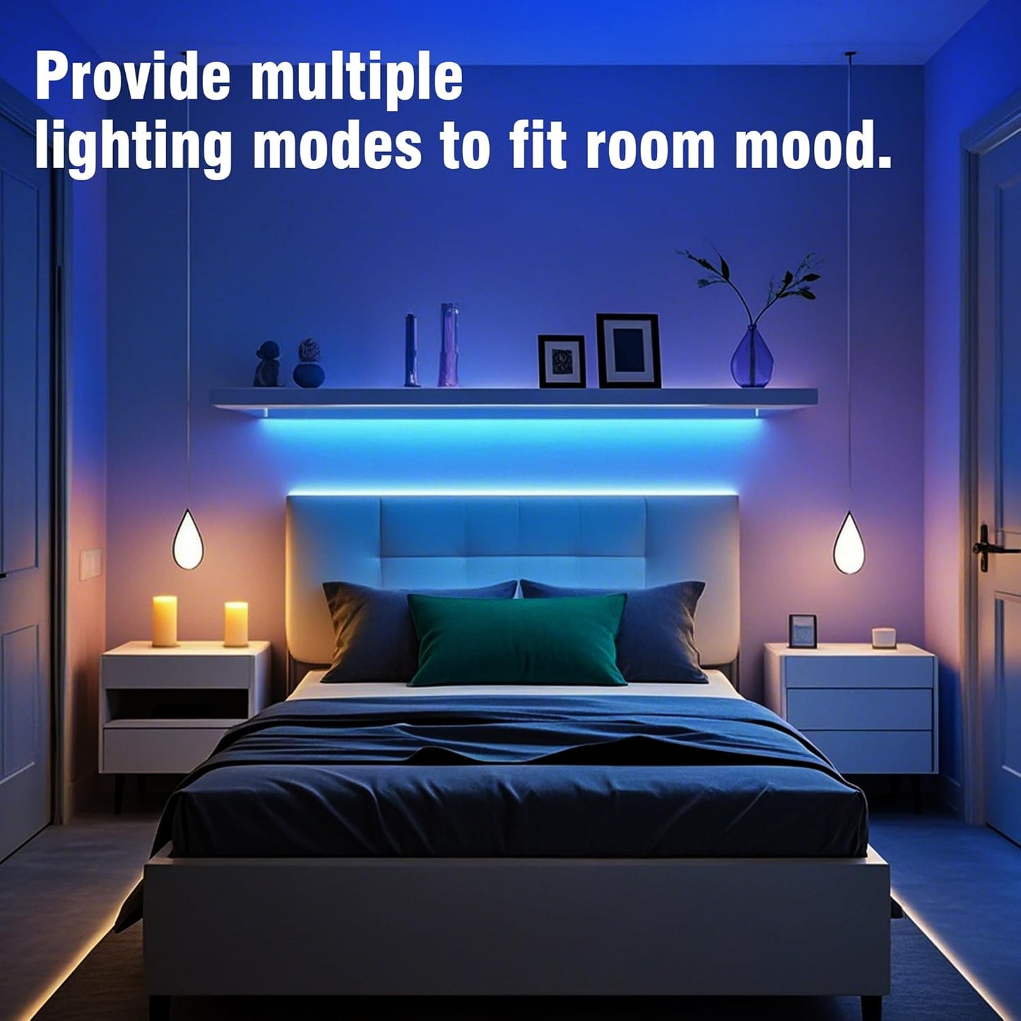 VOLIVO 100ft Led Strip Lights for Bedroom, Color Changing Led Light Strips Kit with Bluetooth App Control and IR Remote, RGB Music Sync Lighting for Room, Home Decor