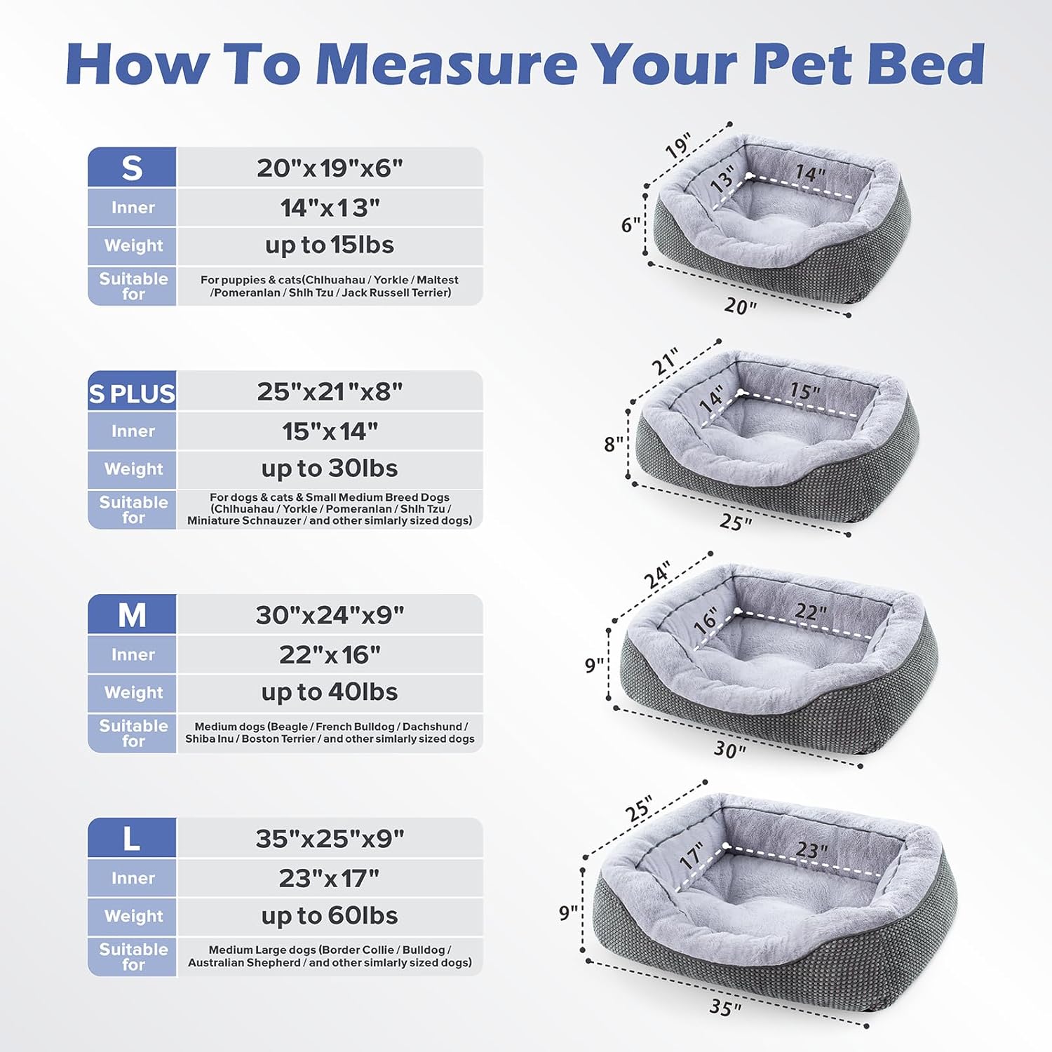 INVENHO Medium Dog Beds for Medium Dogs Washable, Rectangle Dog Bed Me