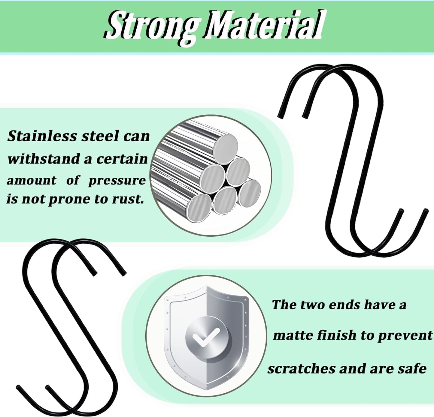 50Pack S Shaped Hooks,3Inch Stainless Steel Small Hooks for Hanging Plants, Towels, Bags, Pans, Pots Suitable for Kitchen, Office, Bathroom, Garden or Outdoor Activities-Black
