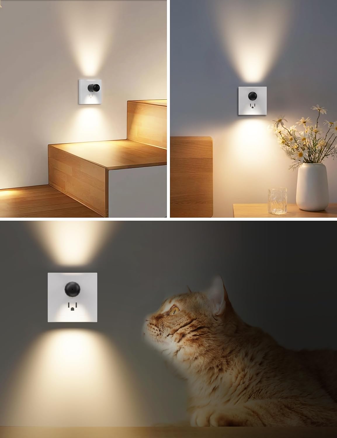 6 Pack LED Night Lights with Dusk to Dawn Sensor, 3000K Soft White, Plug in Wall Night Lights for Kids, Kitchen, Hallway, Bathroom, Bedroom,Non-Dimmable