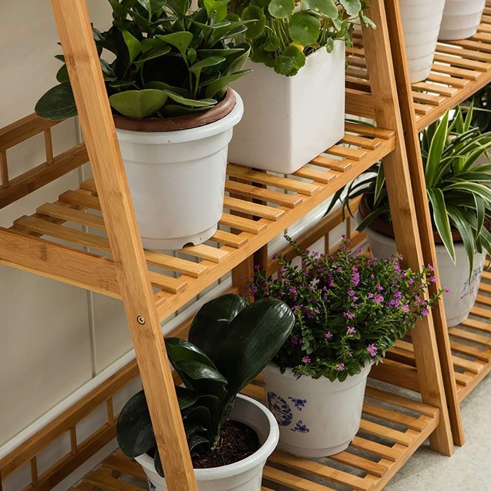 JF-Xuan Flower Stand Upgrade The 3-Level Solid Wood Flower Pot. Stand Ladder with Plant Stand in The Inner Multilayer Balcony Stand, Outdoor Living Room (Size: 100 \