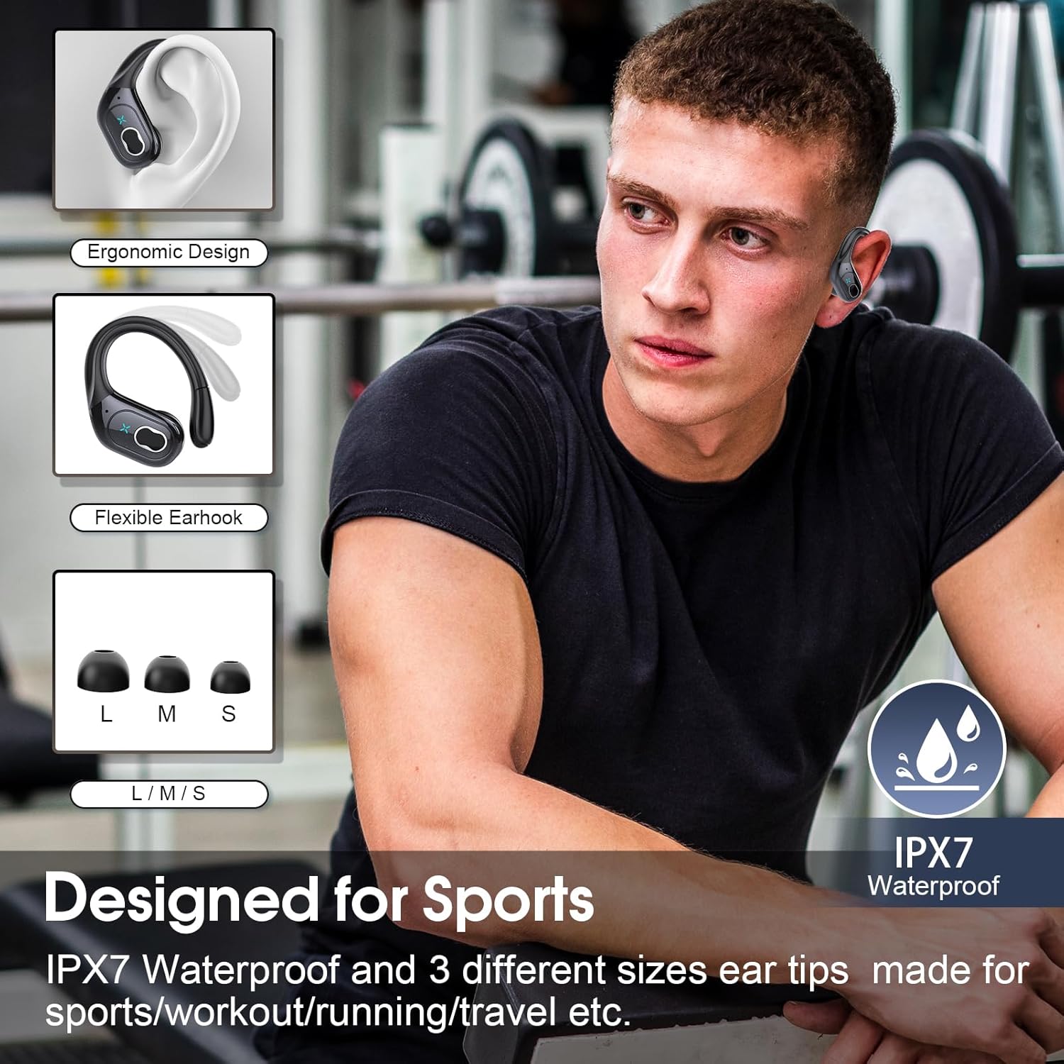 Wireless Earbuds 75hrs Bluetooth 5.4 Headphone Sport, 2026 Bluetooth E