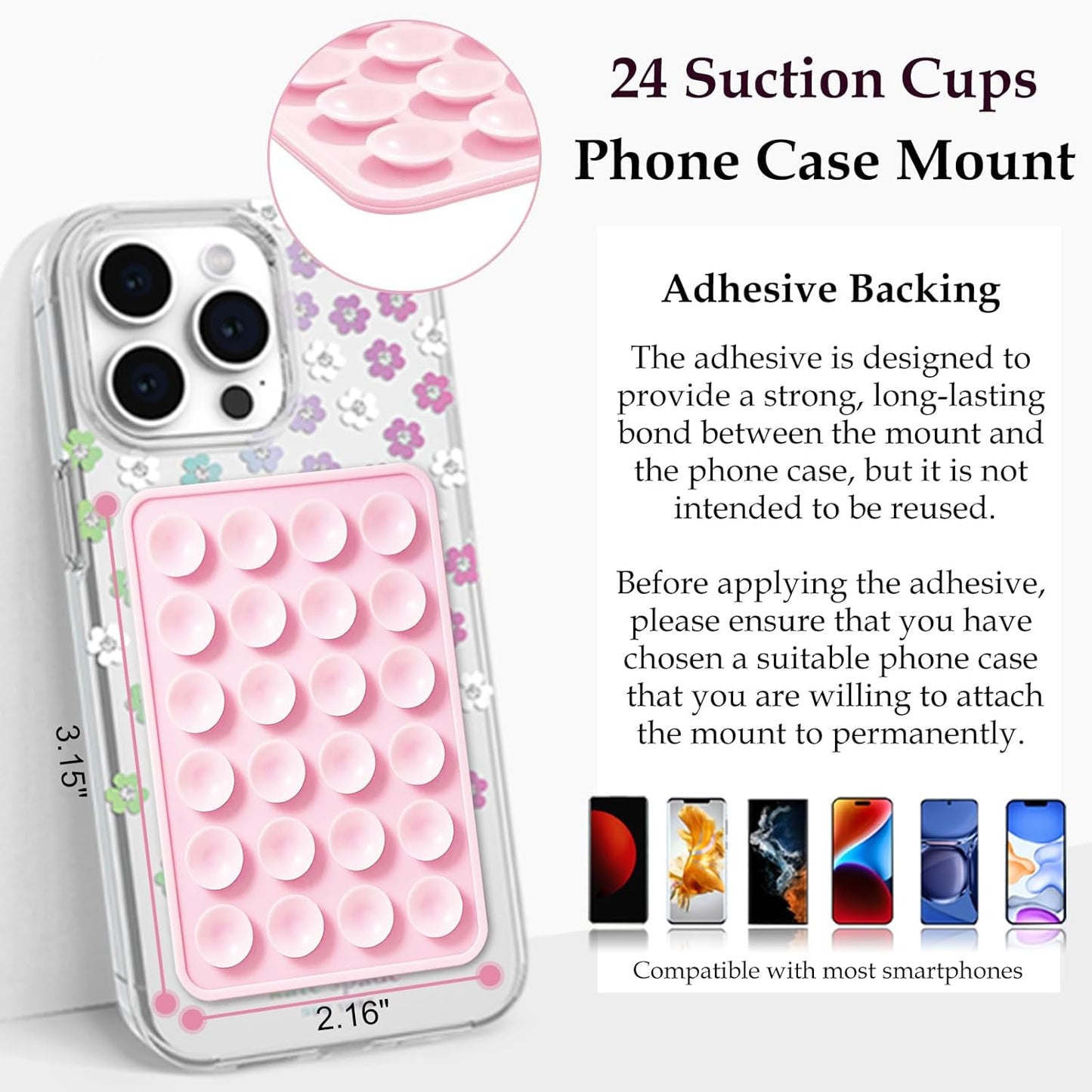 Anteel Silicone Suction Phone Case Mount, Silicon Adhesive Phone Acces