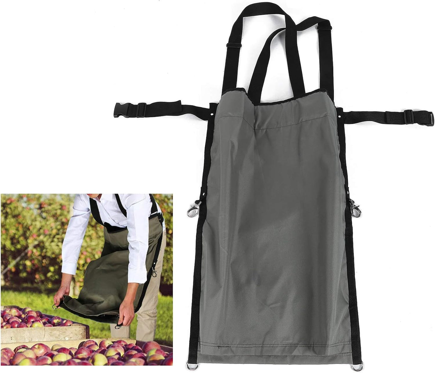 Fdit Adjustable Fruit Picking Apron, 600D Oxford Cloth, Vegetable Harvest Bag, 86x49cm, Garden Storage Pouch