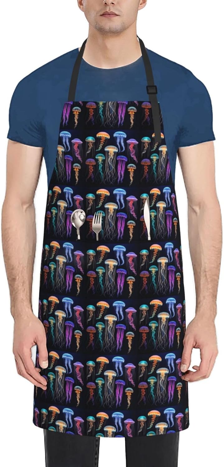 YANYU Jellyfish ocean Print 28x33 In Kitchen Apron Stylish Chef Apron 