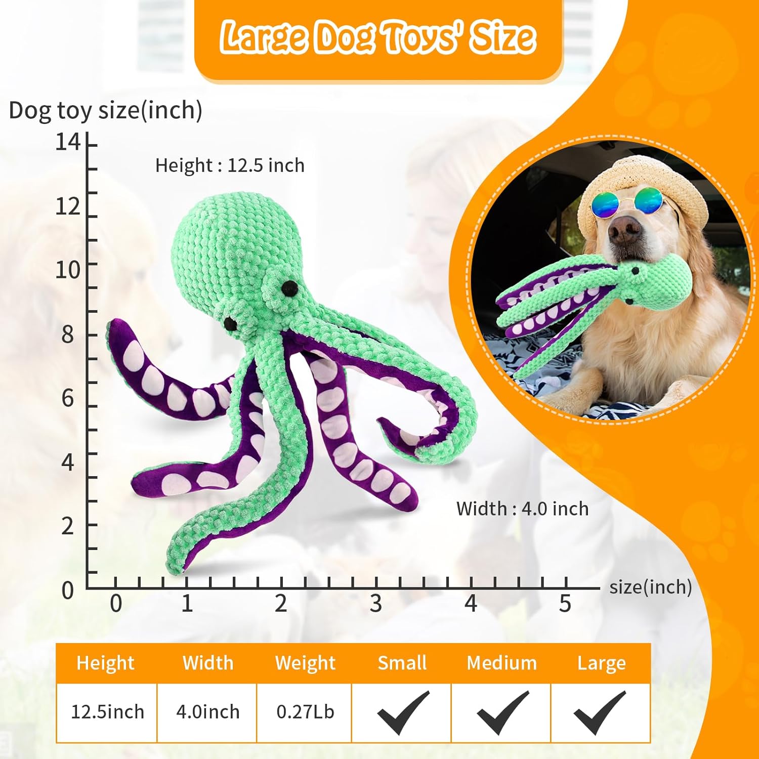 Large Squeaky Dog Toys- Plush Dog Toys with Soft Fabric for Small, Med
