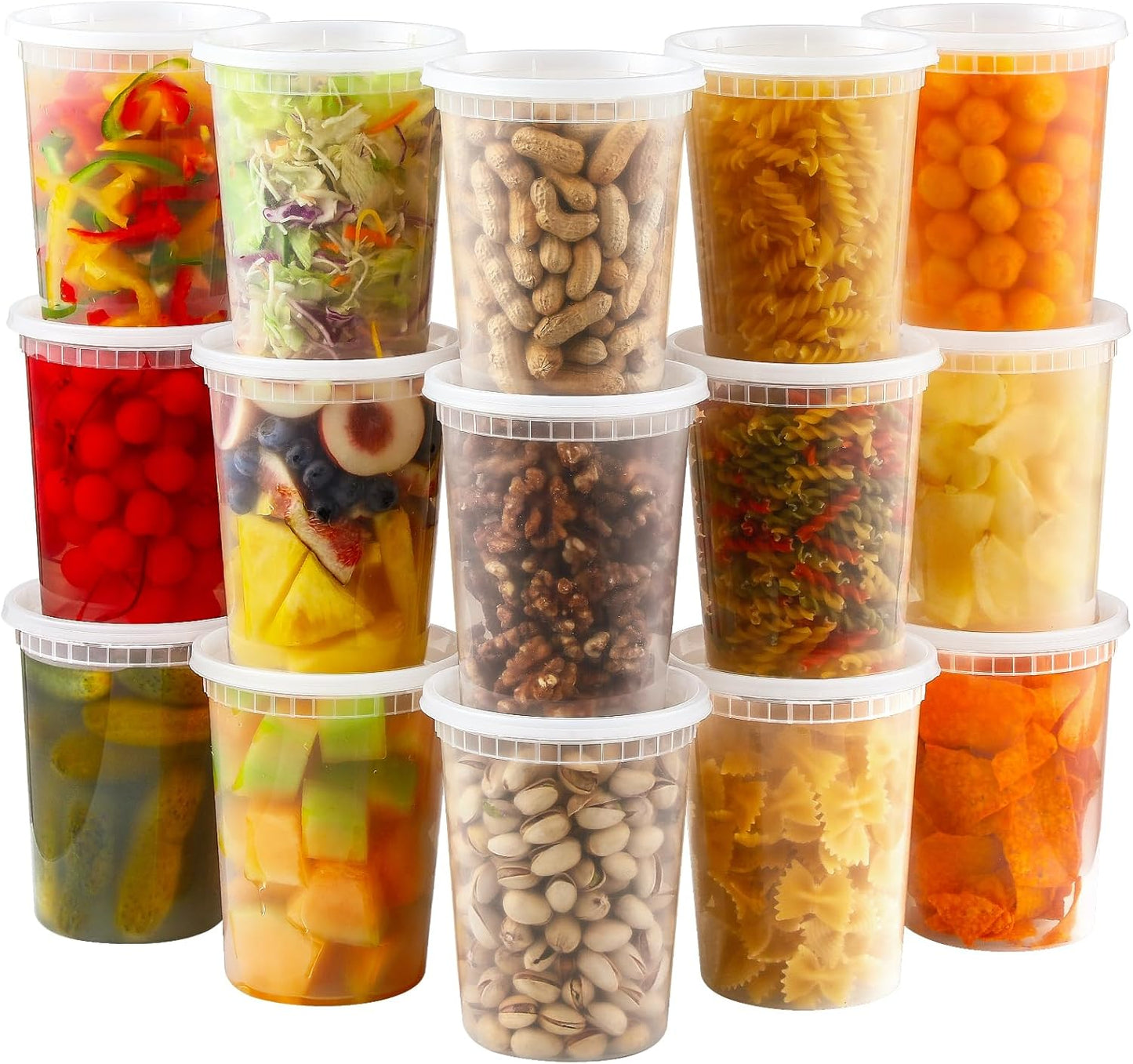 AOZITA 20 Sets 32 oz Plastic Deli Food Containers With Lids, Airtight 