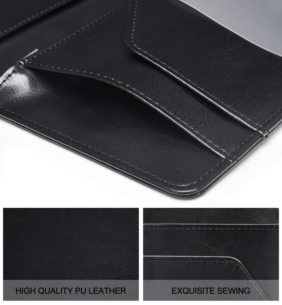 Server Books for Waitress - Leather Waiter Book Server Wallet with Zipper Pocket, Cute Waitstaff Organizer with Money Pocket Fit Waitress Apron（Classic Black）