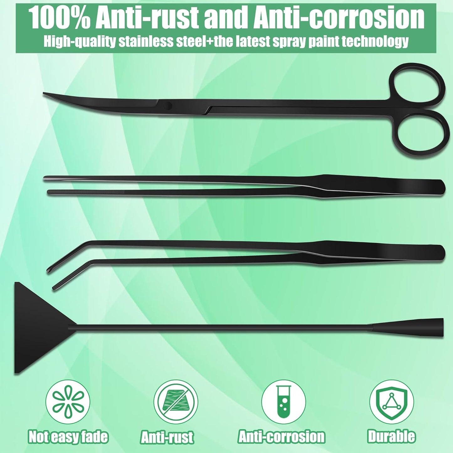 Aquarium Aquascape Tools Kit, 4 in 1 Anti-Rust Aquatic Plant Aquascapi