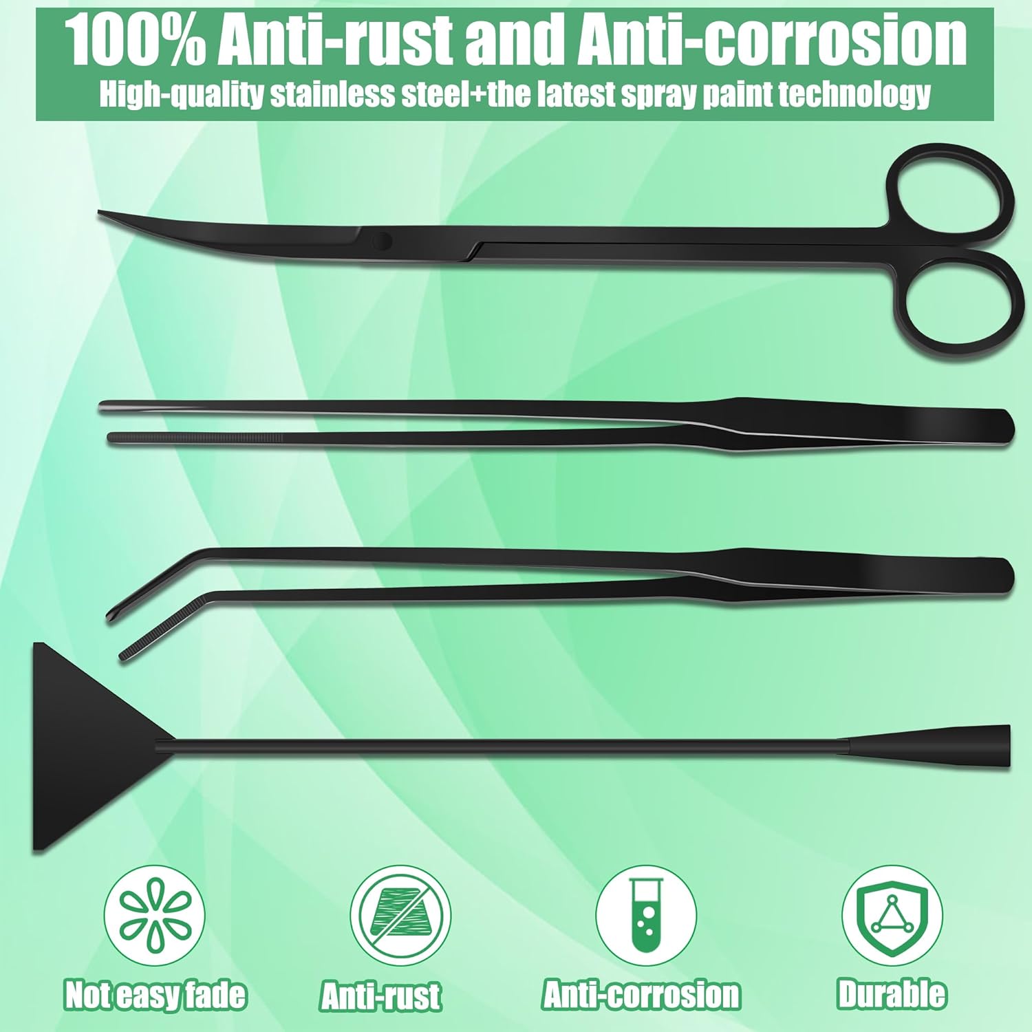 Aquarium Aquascape Tools Kit, 4 in 1 Anti-Rust Aquatic Plant Aquascapi