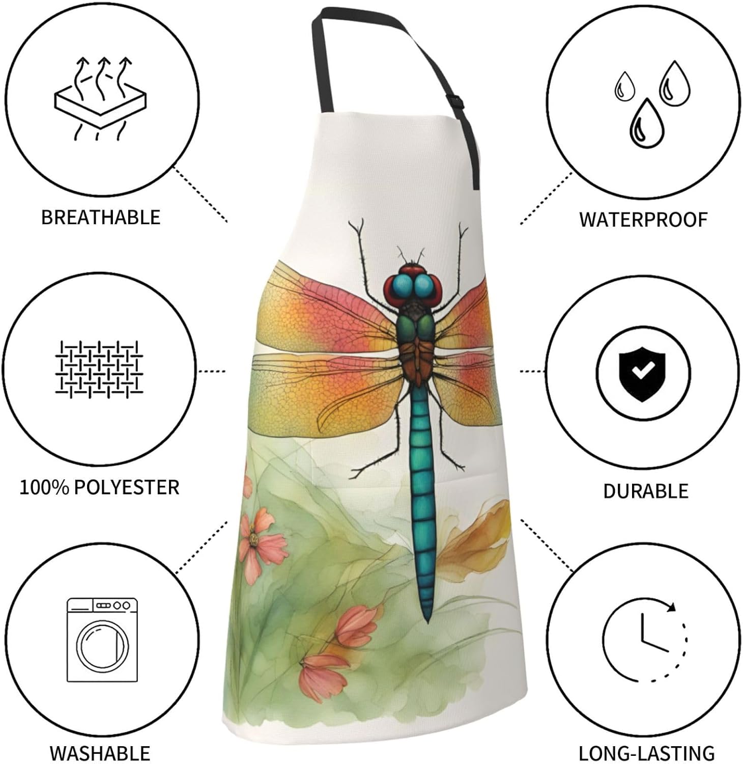 Colorful Dragonfly 1 print Waterproof chef's apron with pocket apron f