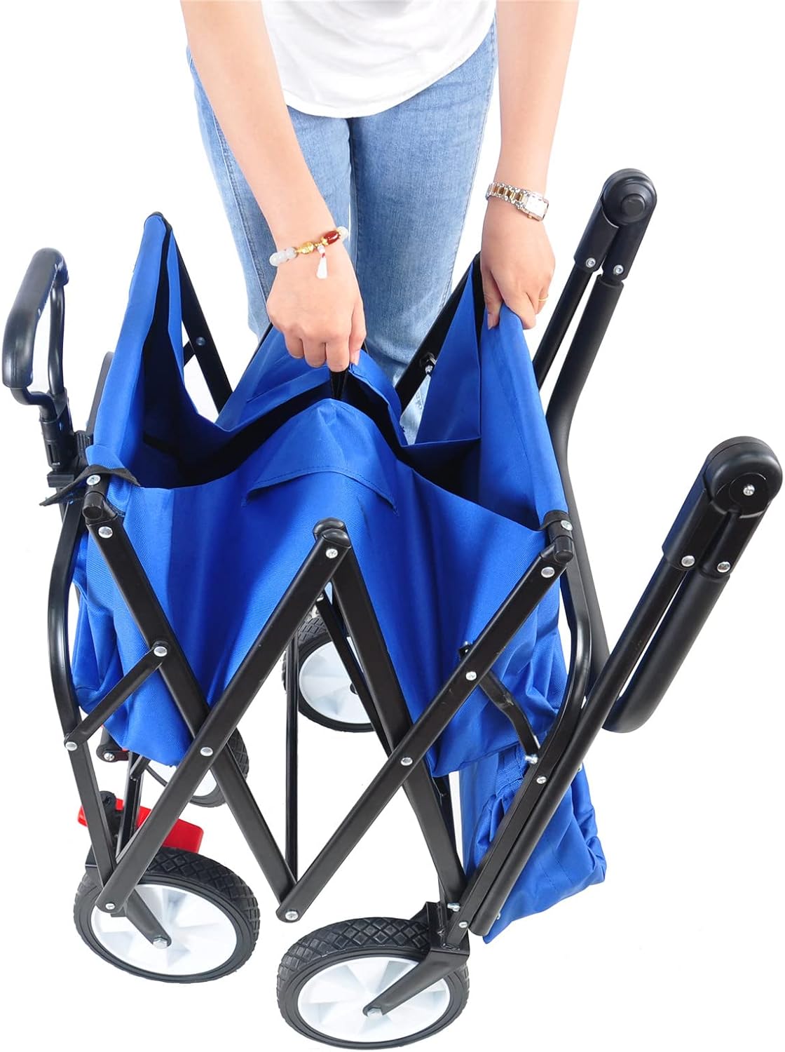 Folding Wagon Cart Collapsible Outdoor Utility Wagon with All Terrain 