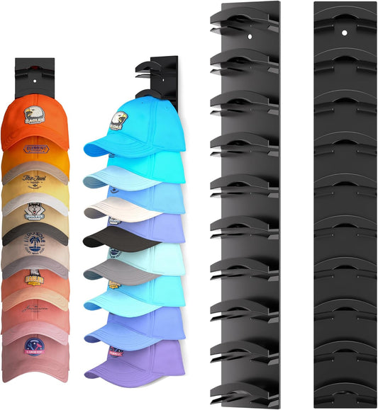 Hat Organizer for Baseball Caps 2Pack, Hat Rack for Wall with Strong A