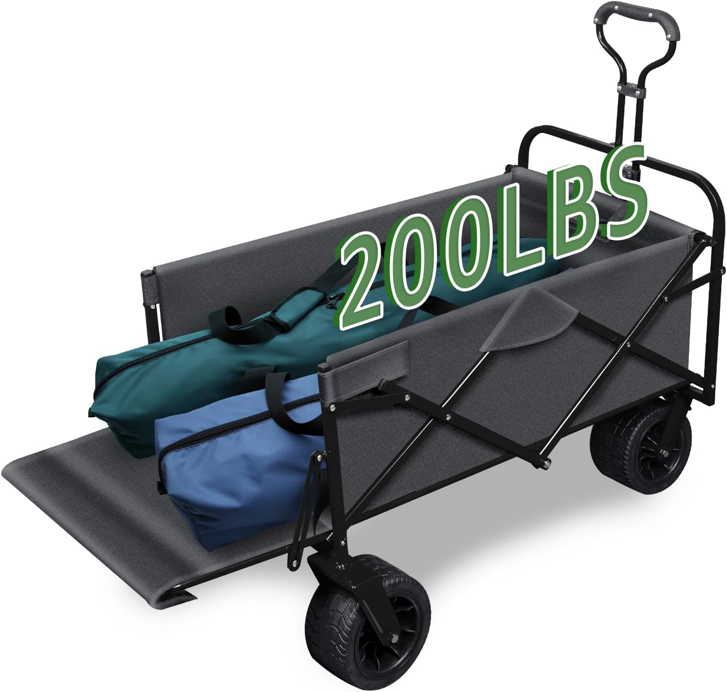 TAIFA Foldable Collapsible Wagons Cart with Extra Long Tailgate, Beach