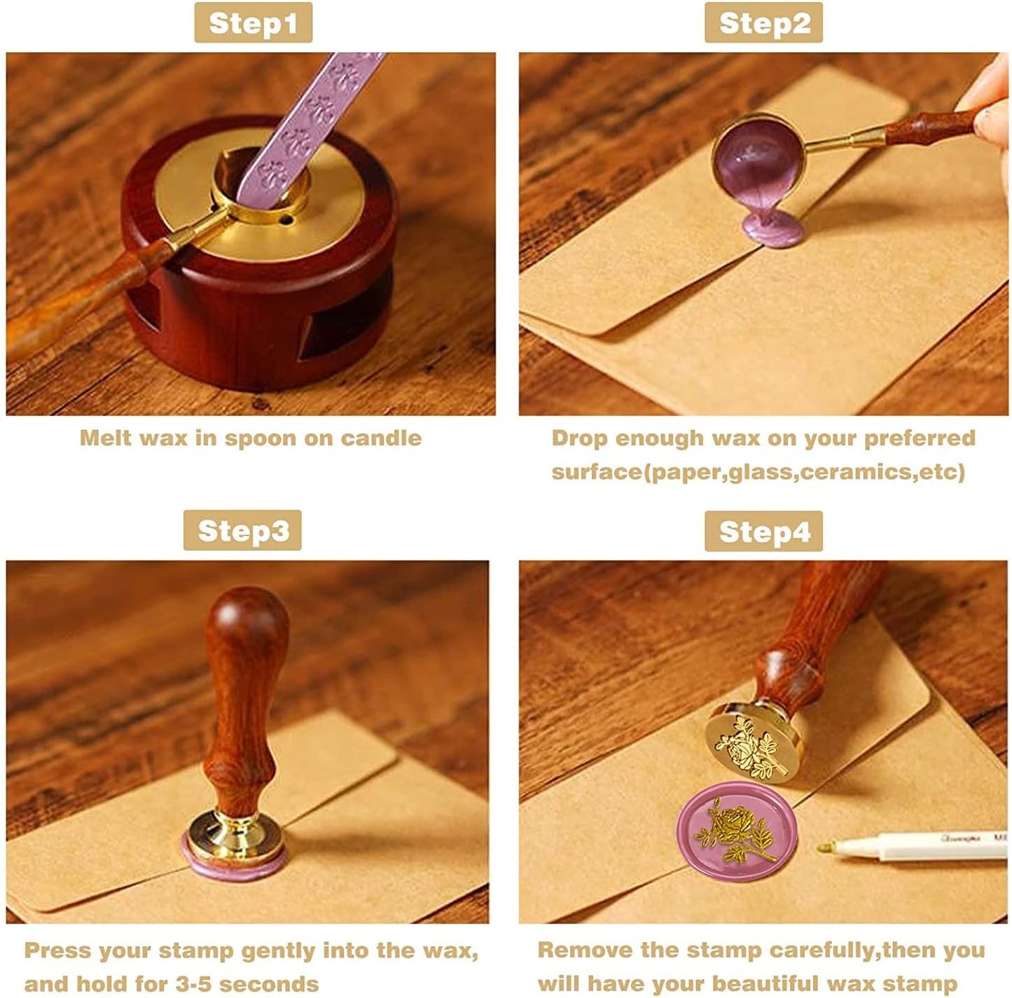 Romantic Rose Wax Seal Stamp, Elegant Garden Botanical Plant Sealing S