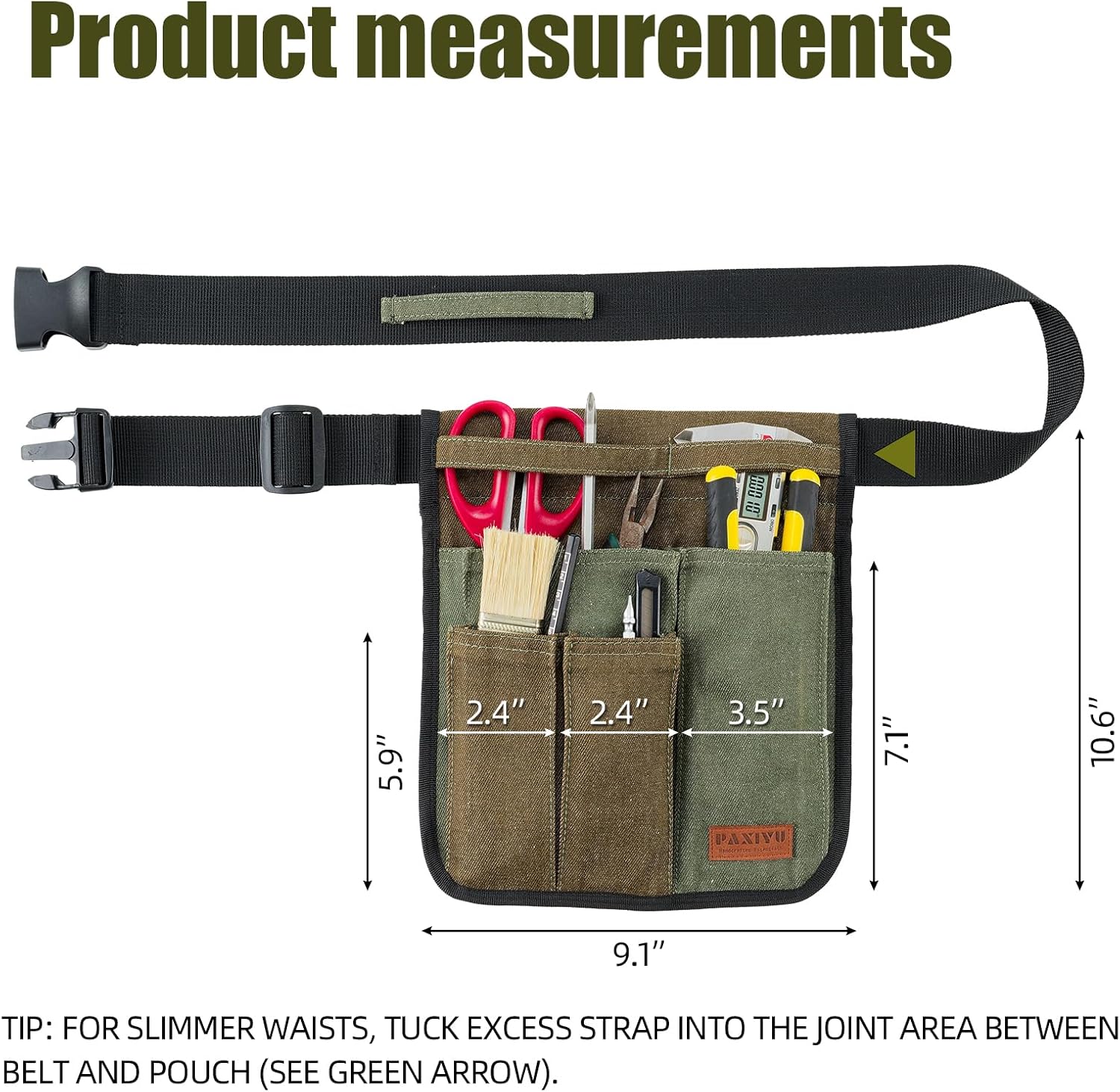 Garden Tool Belt for Men & Women, Denim Slim 4-Pocket Adjustable Garde