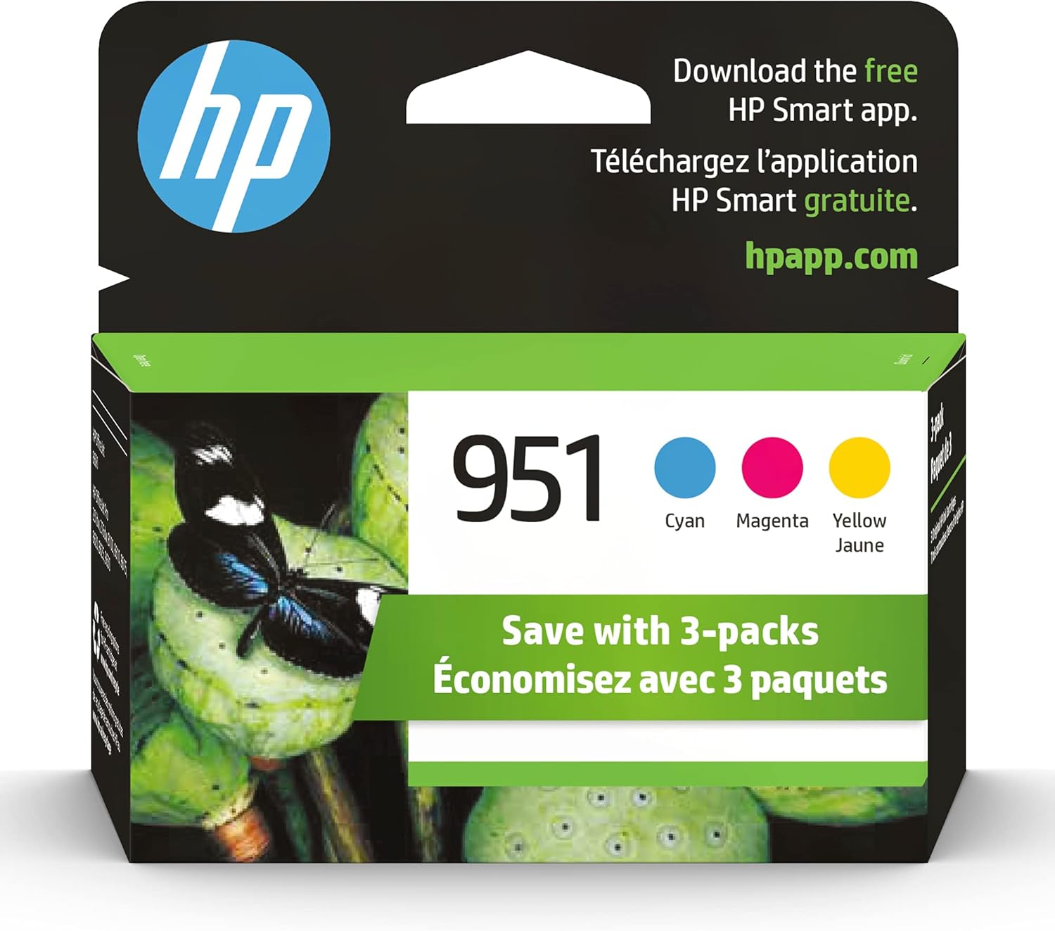 HP 951 Cyan, Magenta, Yellow Ink Cartridges (3 Pack) | Works with Offi