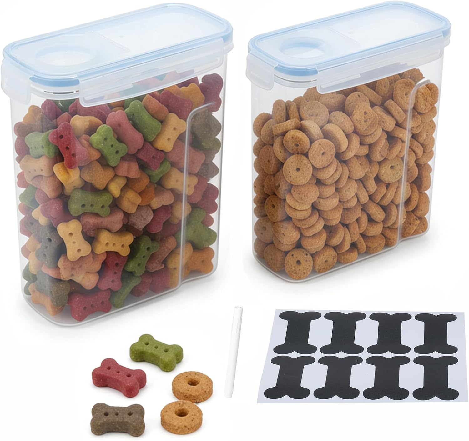 2Pack Dog Treat Container,4L/6L Pet Food Storage Containers with Pour 