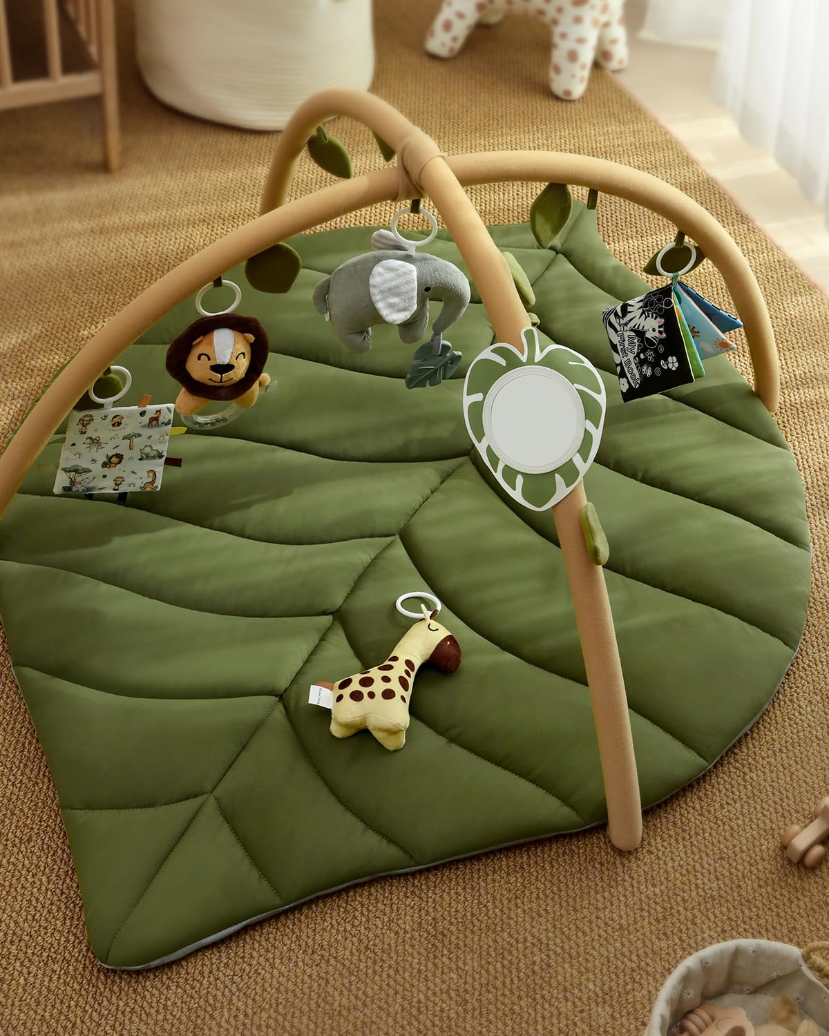 Blissful Diary Baby Play Gym & Activity Mat, Oversize Leaf Shaped Baby