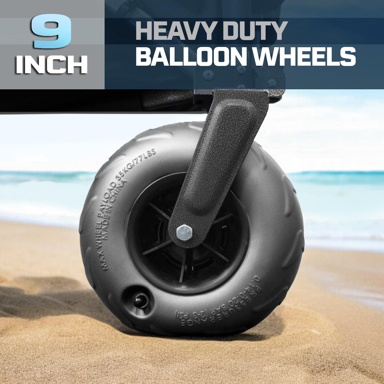 Ultimate Beach Wagon with Big Wheels for Sand and Removable Cooler, Foldable All-Terrain Heavy Duty Folding Cart with Balloon Air Tires, Large Dual-Compartment Outboard Carrier (34L)