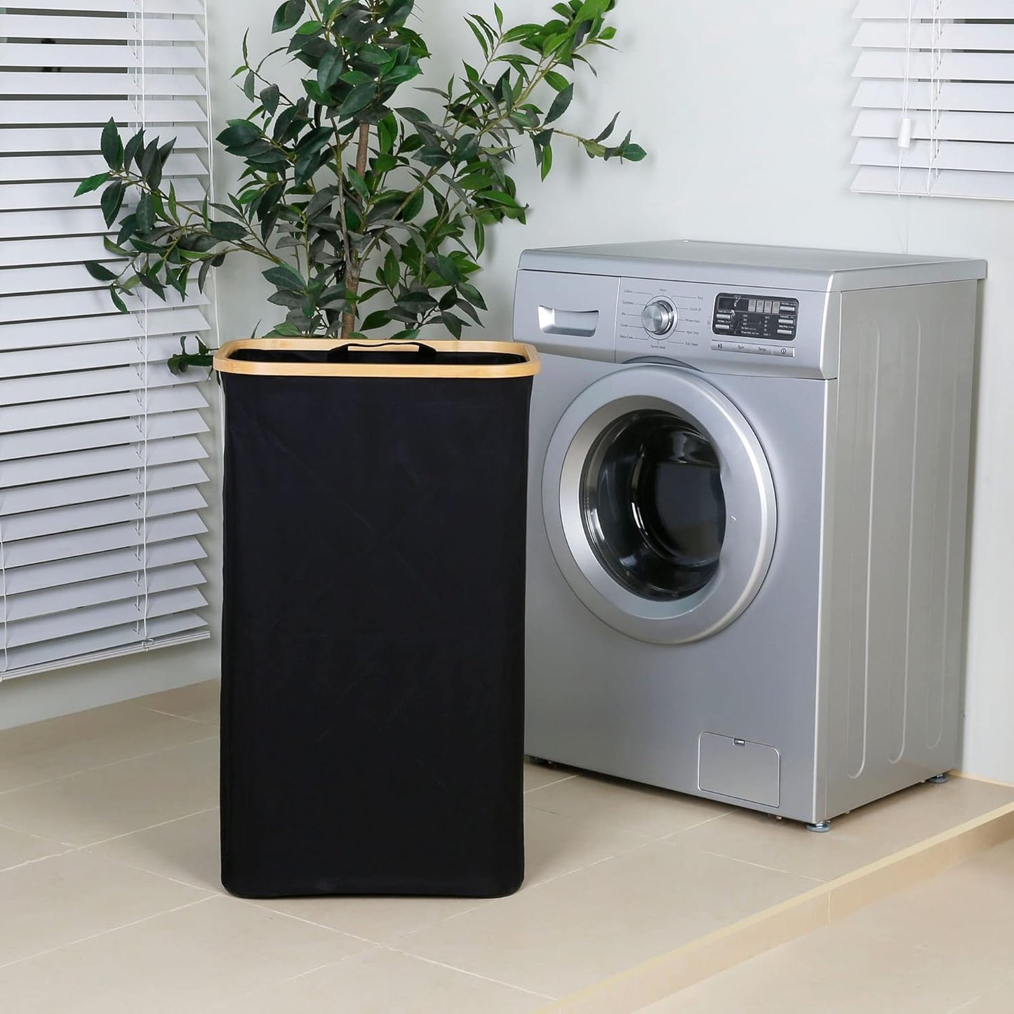 Laundry Hamper with Lid, 110L Large Laundry Hamper with Handle and Lid, Collapsible Clothes Basket Organizer with Removable Inner Bag for Clothes Toys Towels - Black
