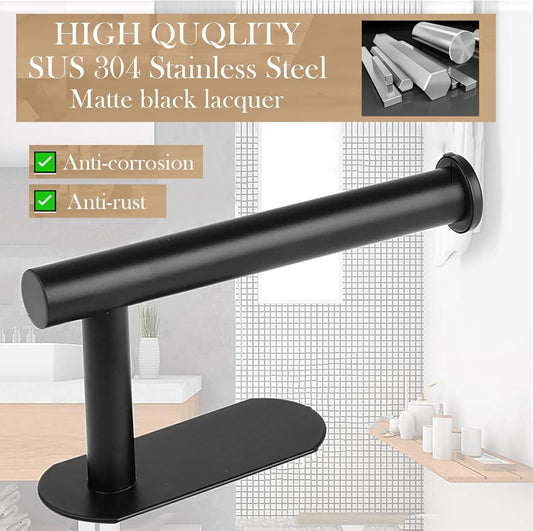 Toilet Paper Holder - Self Adhesive Toilet Paper Holder Wall Mount for Bathroom, SUS 304 Stainless Steel Command Strip Toilet Paper Roll Holder Stick On Wall, No Drilling - Matte Black