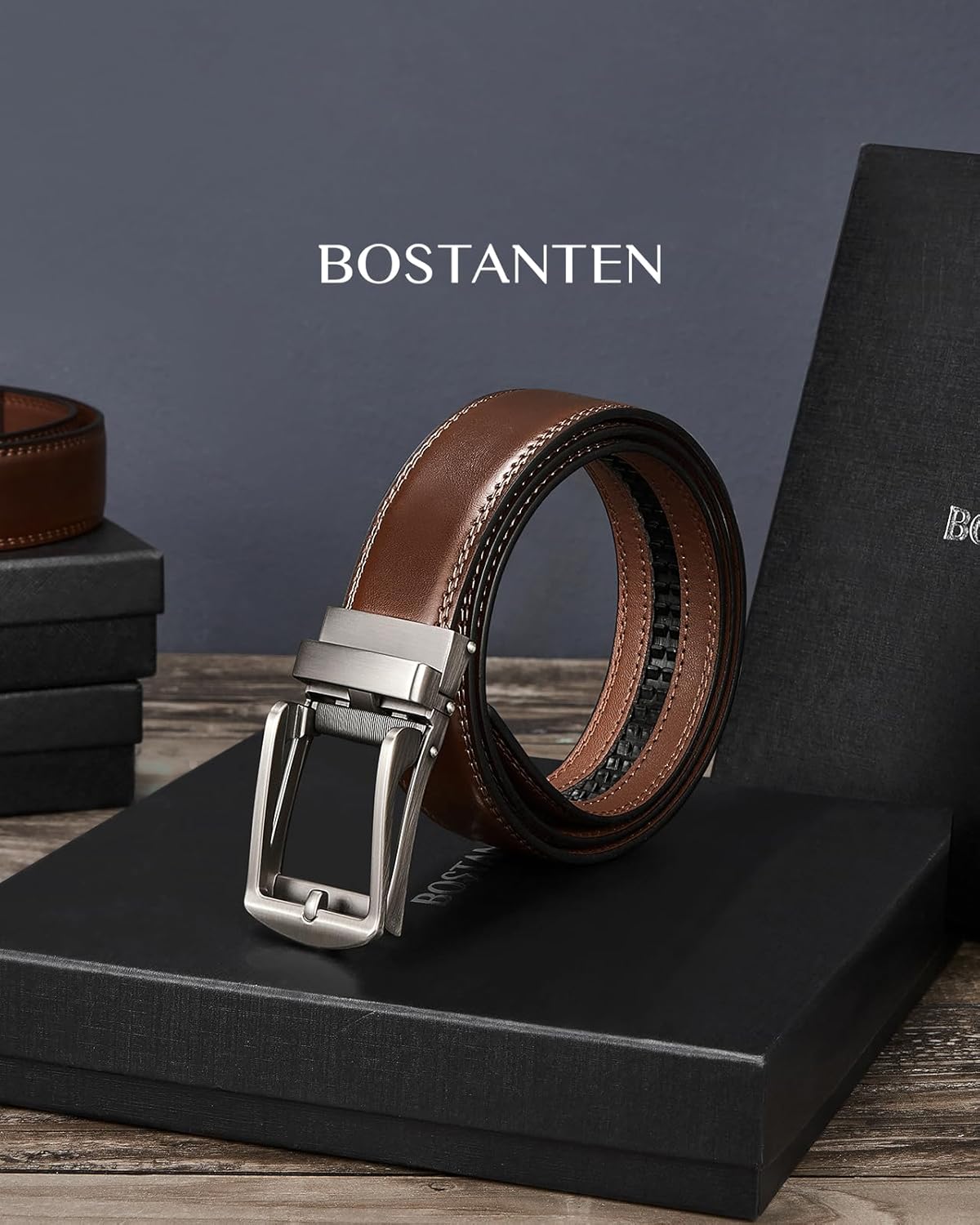 BOSTANTEN Belt Men Leather Reversible Belts for Men 1 3/8" for Casual 