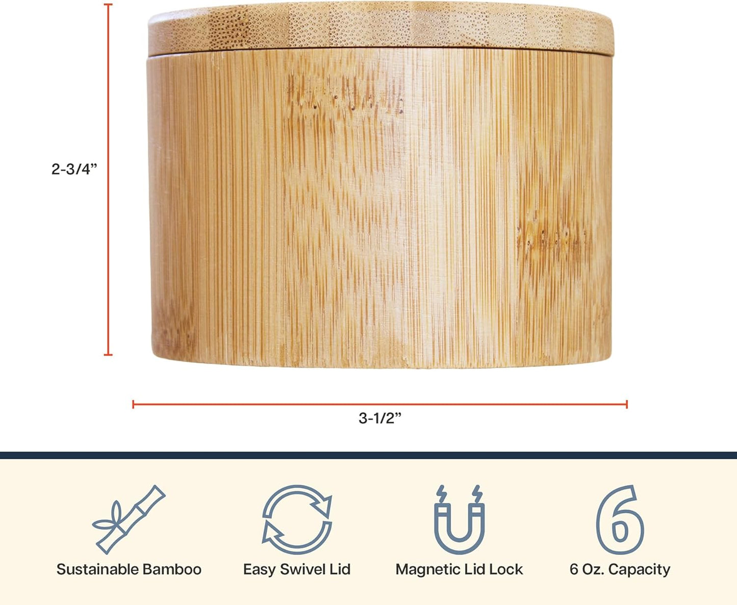 Totally Bamboo Salt Cellar with Swivel Lid – Bamboo Spice Box Storage Container for Kitchen Countertop with Magnetic Closure – Ideal for Sea Salt, Spices and Herbs