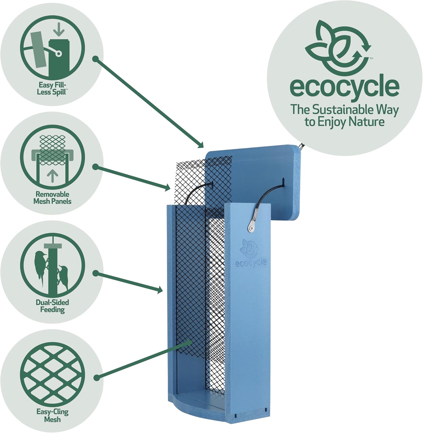 Mesh Morsels Recycled Plastic Mesh Bird Feeder for Wild Birds and Outd