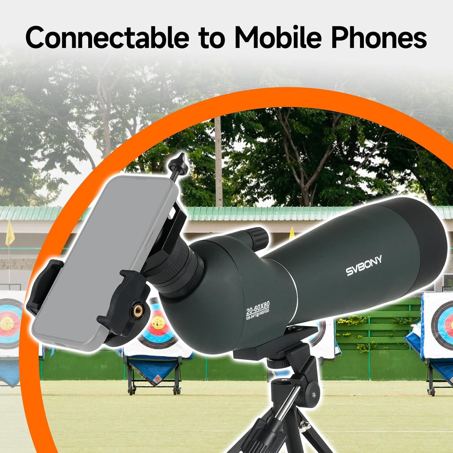 SVBONY SV28 20-60x80 New Version Spotting Scope for Target Shooting, Long Range Spotter Scope with Phone Adapter and Tripod, HD Scope for Bird Watching, Wildlife Observation