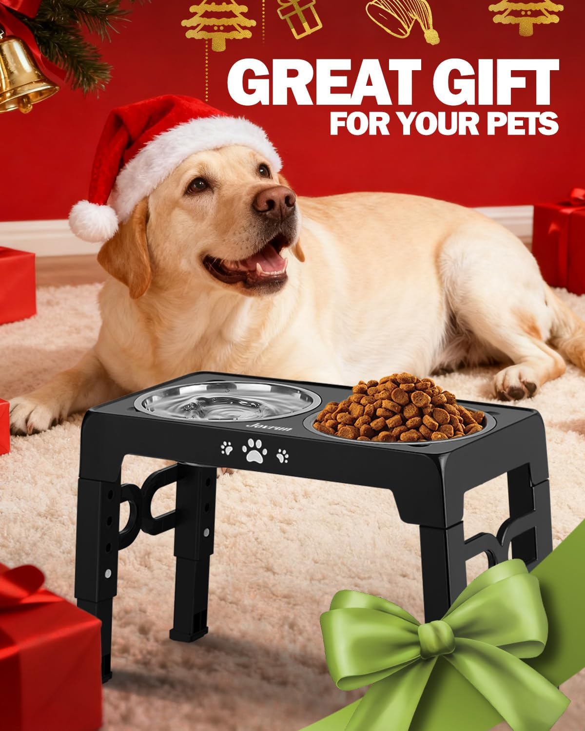 Elevated Dog Bowls for Medium Size Dogs, Non-Slip Dog Feeder with 1*St