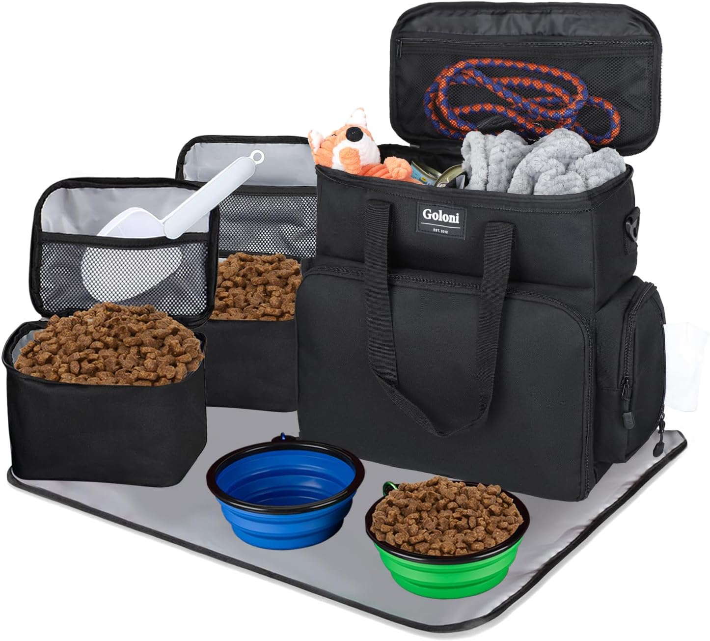Dog Travel Bag Airline Approved–Pet Travel Tote with Collapsible Bowls