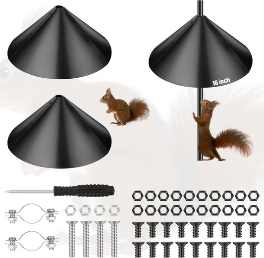 Tanlade 2 Pack Squirrel Baffle Guard Black Plastic Wide Wrap Around Gu