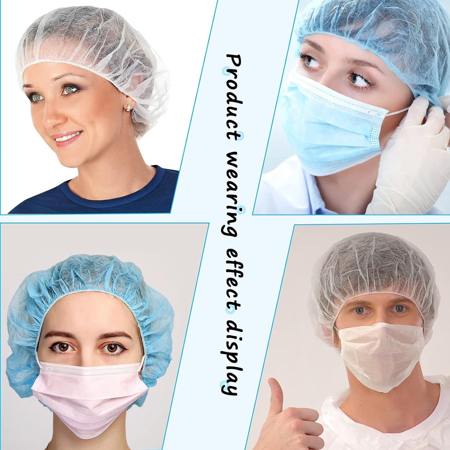 Disposable Bouffant Caps, 21inches Hair Net, Elastic Dust Cap for Food Service, Sleeping Head Cover