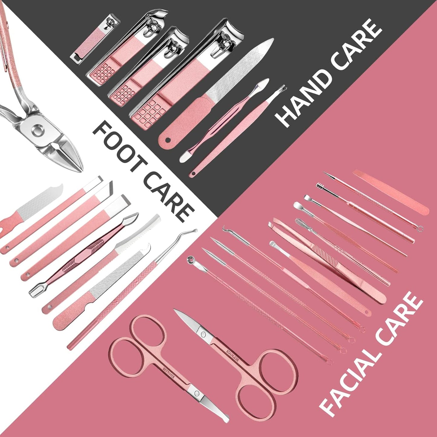 Manicure Set 30 in 1 Nail Clipper set, REDFLOW nail clippers, fingerna