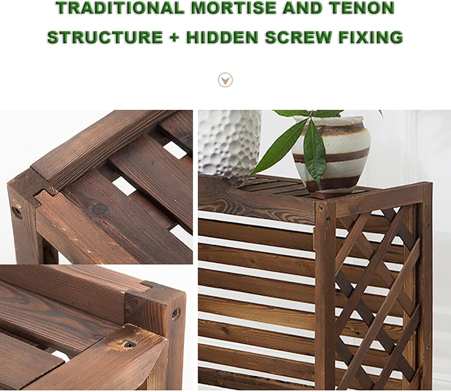 Air Conditioning Covers Outdoor,Flower Rack Shutters,Air Conditioning Cover For Outside Unit Solid Wood,Privacy Screen Anti-Corrosion Flower Stand,for Outside Units.