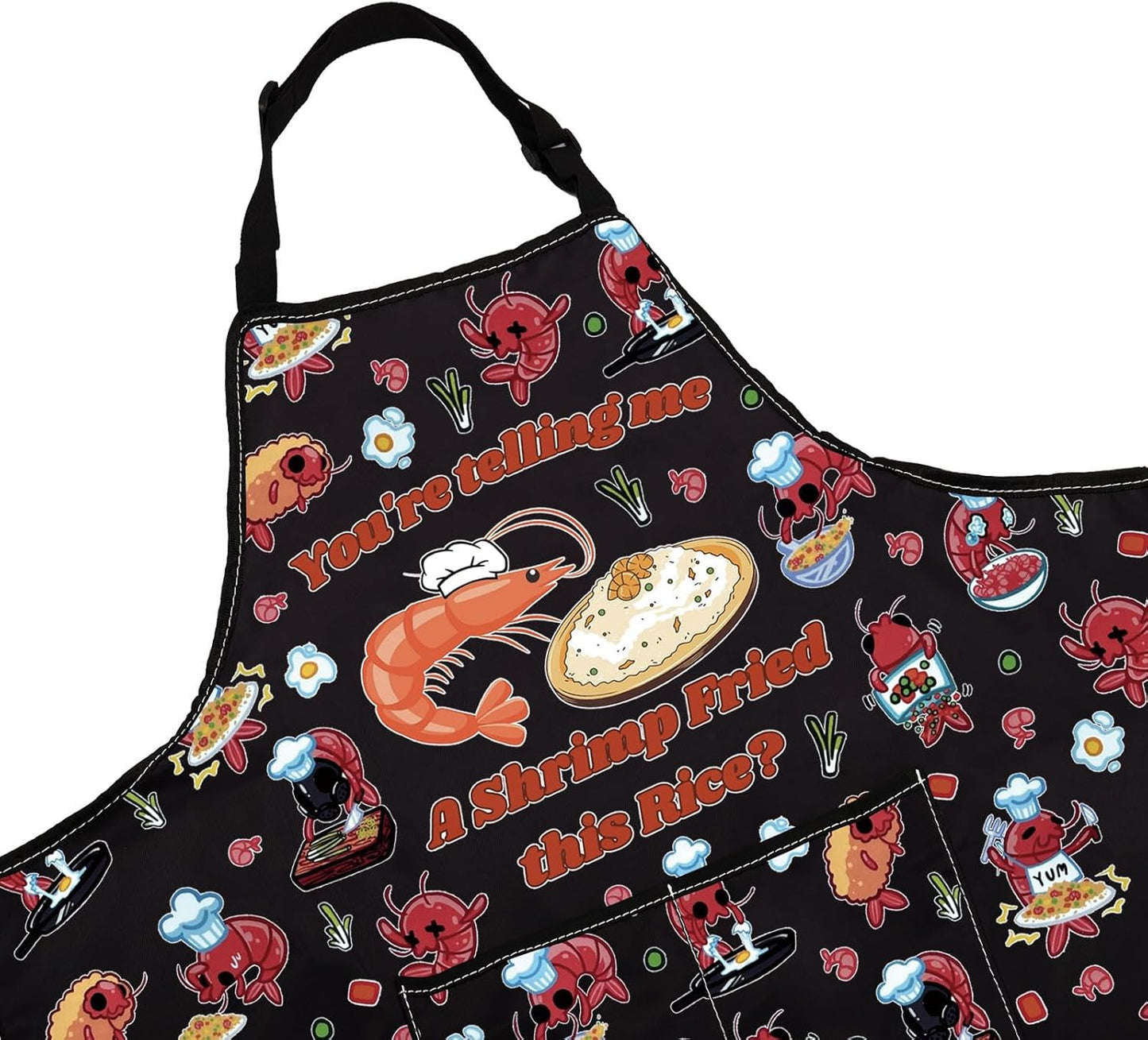 WCGXKO Funny Saying Inspired Kitchen Apron Humorous gift Shrimp Fried Rice Funny Gift for Shrimp Lover