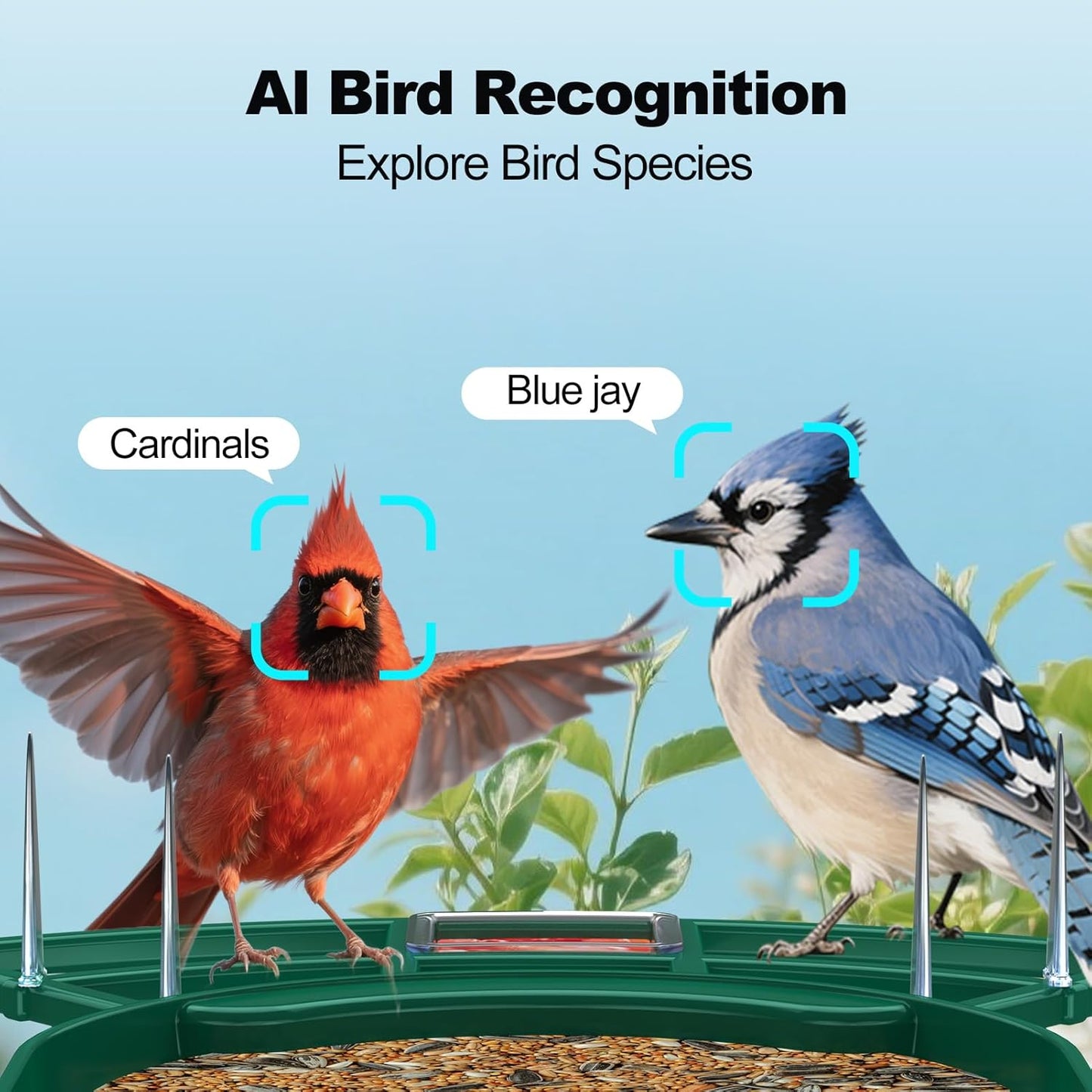 Bird Feeder with Camera,AI Identify Birds Species,FHD WiFi Outdoor Smart Bird Feeder Camera with Solar Powered,Real-Time Notice,Auto Record,IP65 Weatherproof Birds House with Cam,Ideal Gift for Family