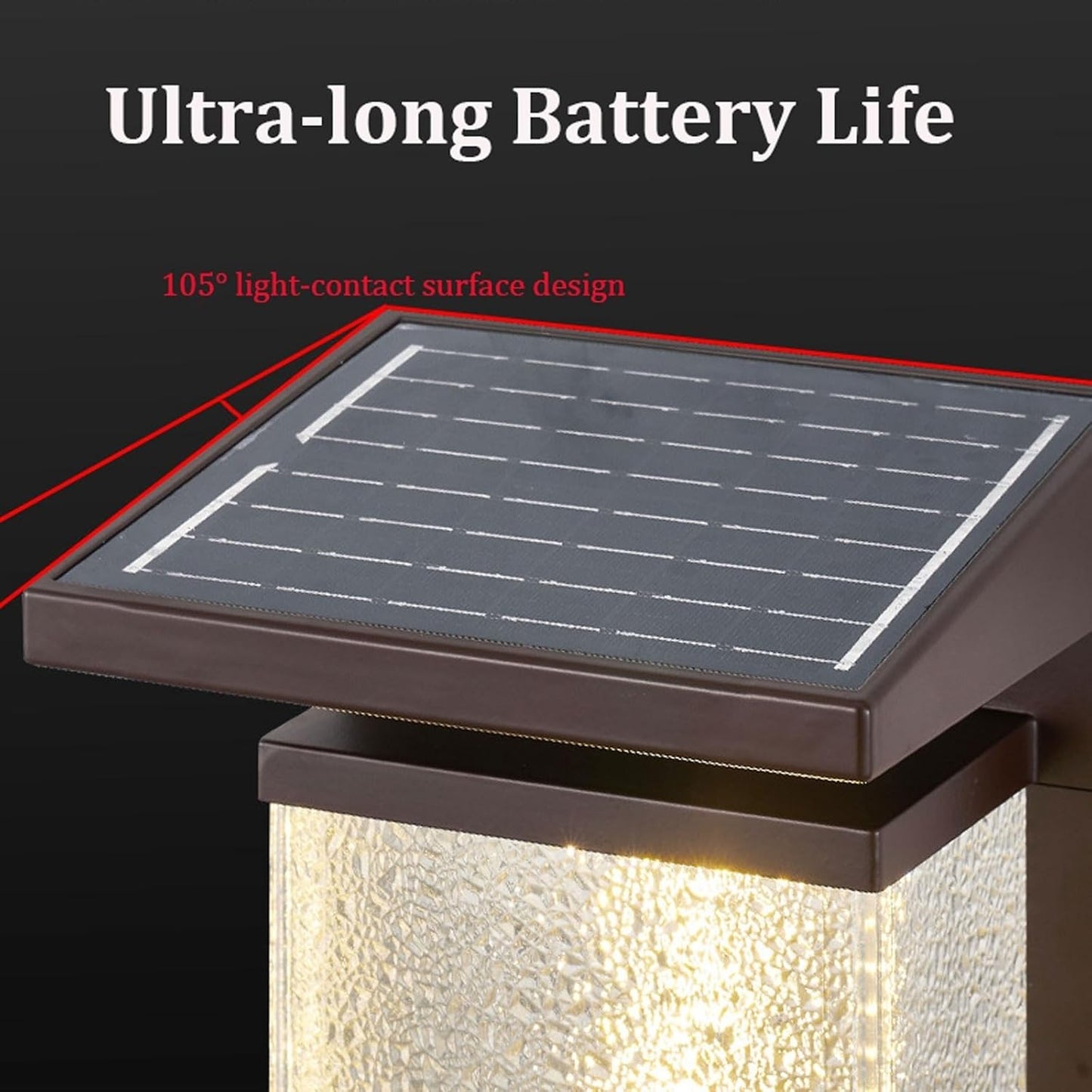 Modern Solar LED Outdoor Wall Light Sconce, IP65 Waterproof Die-Cast Aluminum Glass Exterior Wall Lamp Dusk to Dawn Lighting Fixture for Garden Patio Porch Balcony Landscape Cottage