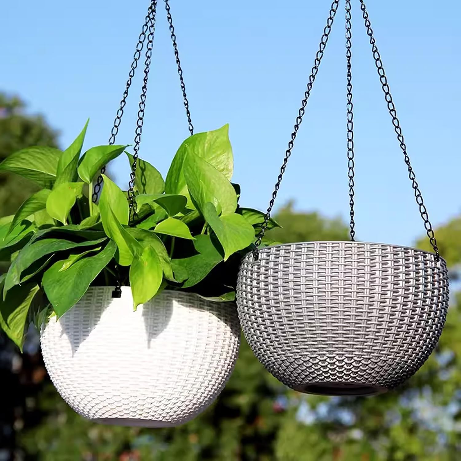 Siutaga 3 Pieces 15.7 inch Black Hanging Basket Chain with Hooks Flowe
