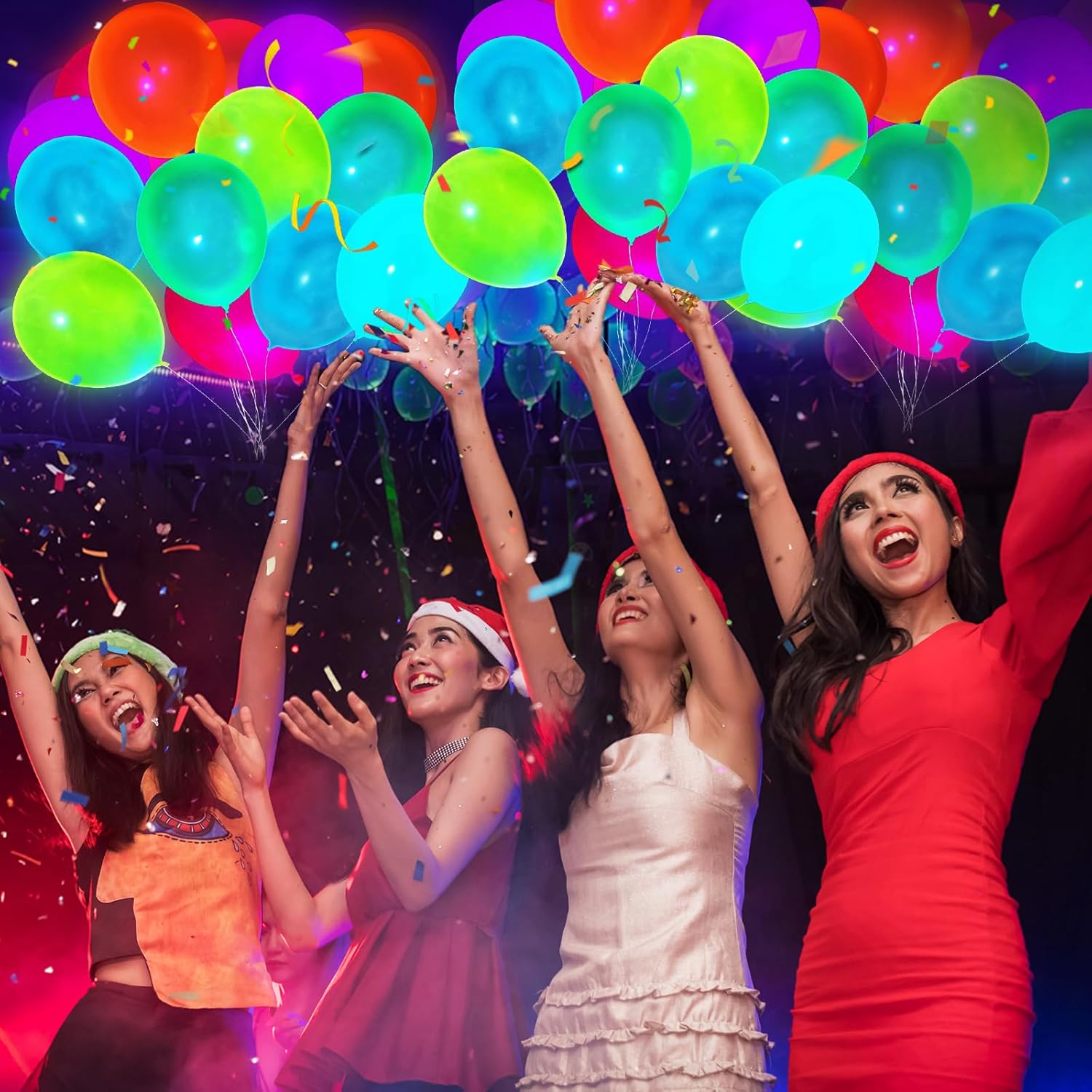 100 Pcs UV Neon Balloons, Neon Glow Party Balloons UV Black Light Ball