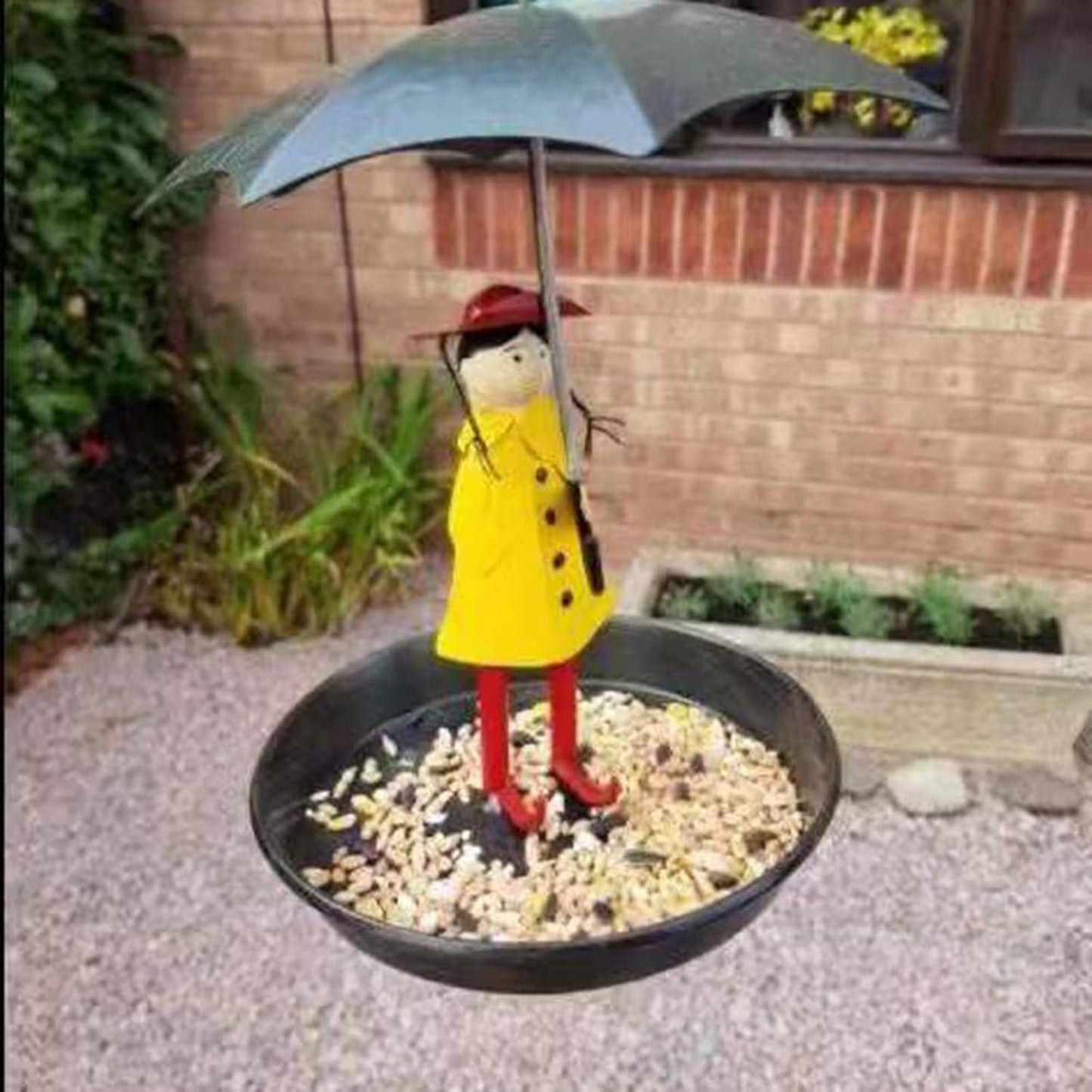 Bird Feeders for Outdoors Hanging, Metal Hanging Chain Girl Hummingbird Feeders Tray Outside for Bird Bath Umbrella for Garden Yard Decoration