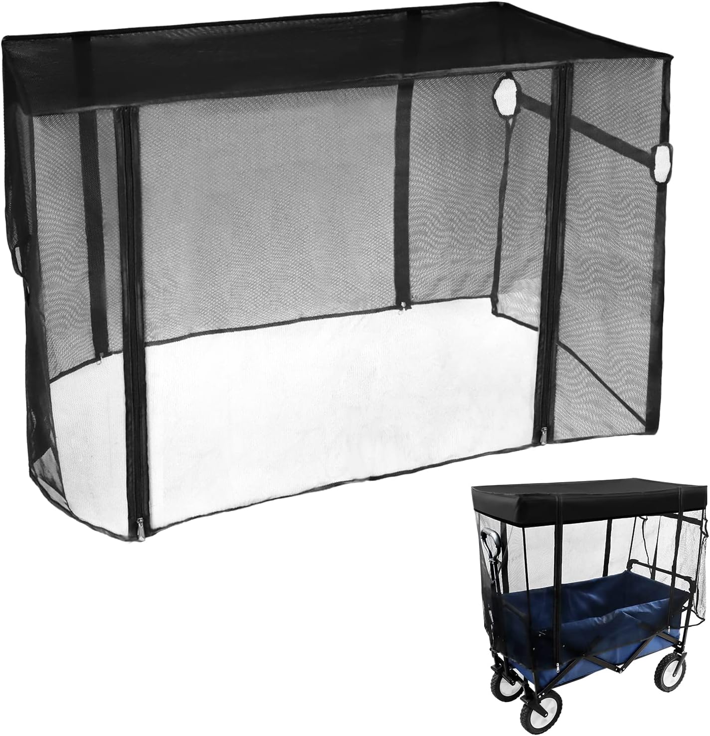 Outdoor Wagon net Cover, Folding Wagon Mosquito net Accessories for Children Outdoor Garden Camping Push-Pull cart with Zipper Anti-Wagon Shade Attachment （Suitable for Half-Folded Wagon）