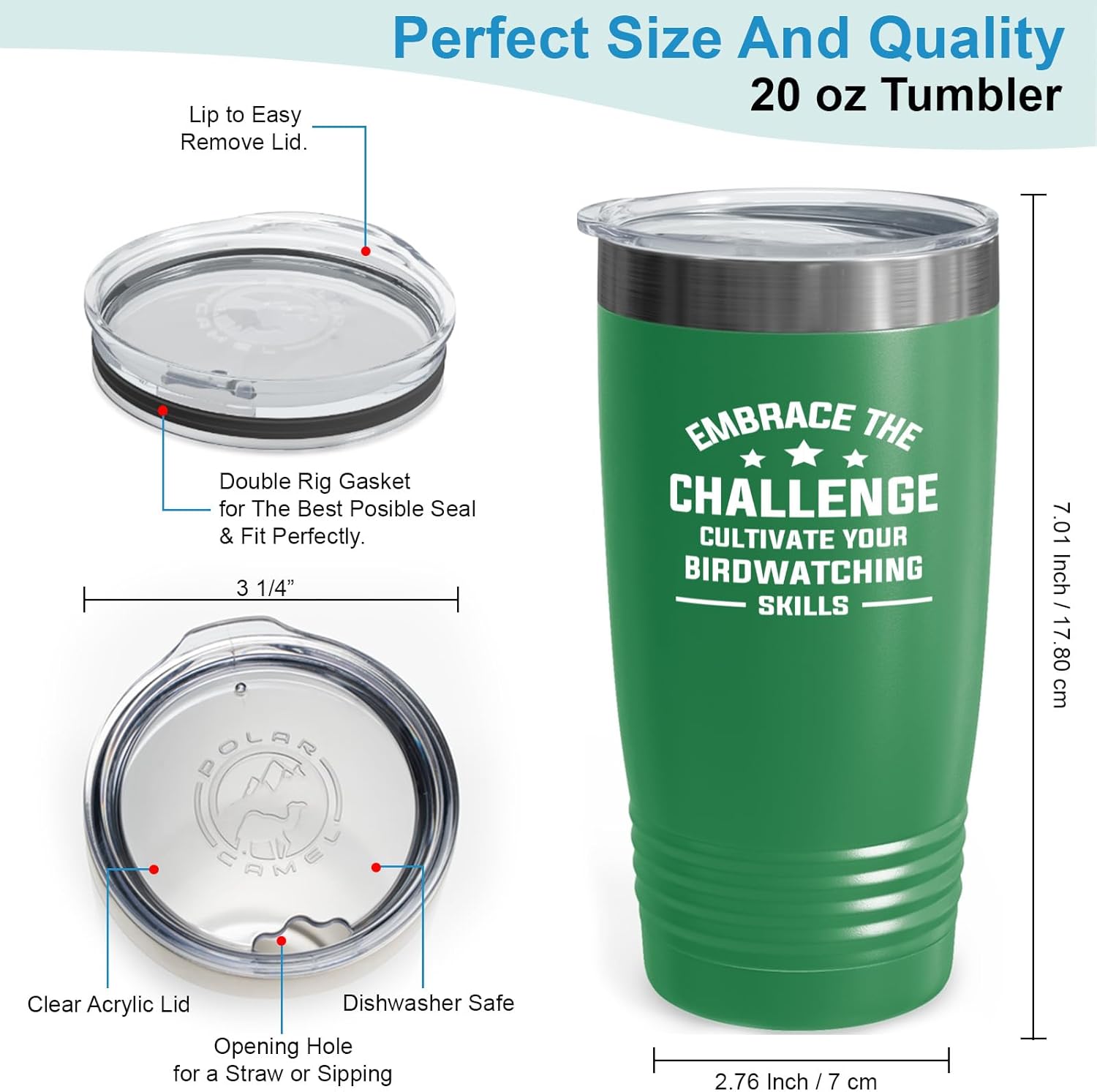Hobby Tumbler 20oz Green -Birdwatching Skills - Bird Feeder Backyard B