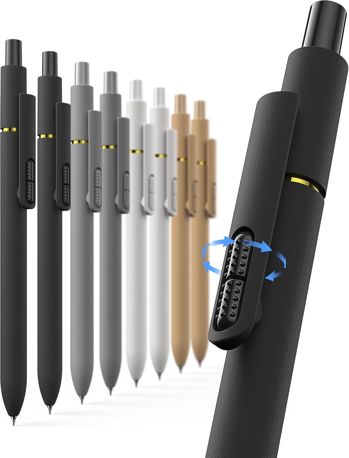 8 Pcs Gel Pens - 0.7mm Fine Point Smooth Writing Black Ink, Quick-Dry 