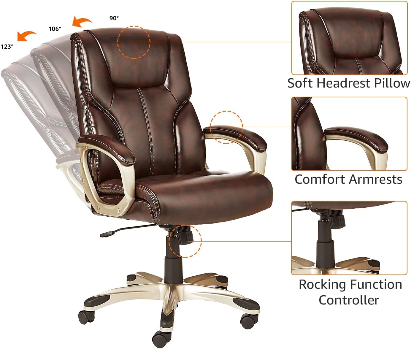 Amazon Basics Executive High Back Office Chair, Adjustable Height, Til