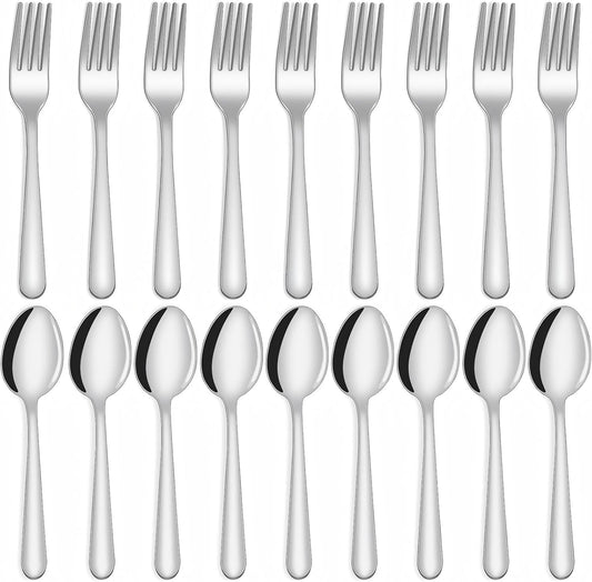 Unokit 24-Piece Spoons and Forks Set Silverware Set - Forks and Spoons Food Grade Stainless Steel Silverware for Home, Kitchen and Restaurant, 12-Fork and 12-Spoon, Mirror Polished&Dishwasher Safe