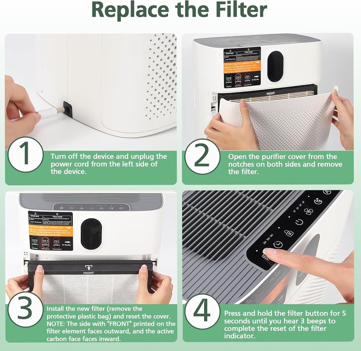 HY4866 Replacement Filter Compatible with MORENTO HY4866, WESTHEY HY4866, YIOU M1 Air Purifier, 3-in-1 H13 Ture HEPA Replacement Filters (Extra 4 Pre-filter) Enhanced Version for HY4866, 4 Pack