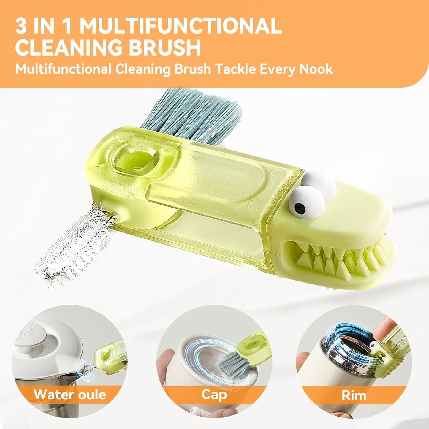 3 in 1 Cup Lid Gap Cleaning Brush Set, Multifunctional Bottle Cleaning Brush, Silicone Cup Lid Gap Cleaner, Home Kitchen Crevice Cleaning Tools (Multicolored)